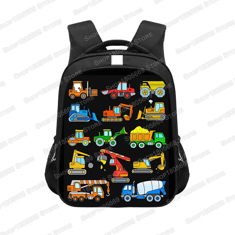 Cartoon Excavator Tractor Fire Truck Backpack Children School Bags Locomotive Boys Girls Daypack Kids Kindergarten Bag Bookbag