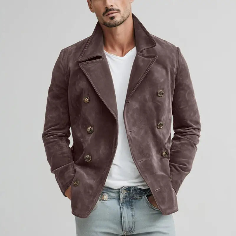 2026 Spring Autumn Fashion Vintage Jackets Men Solid Casual Turn Down Collar Retro Outwear Coats Male Daily Loose Blazer Jacket