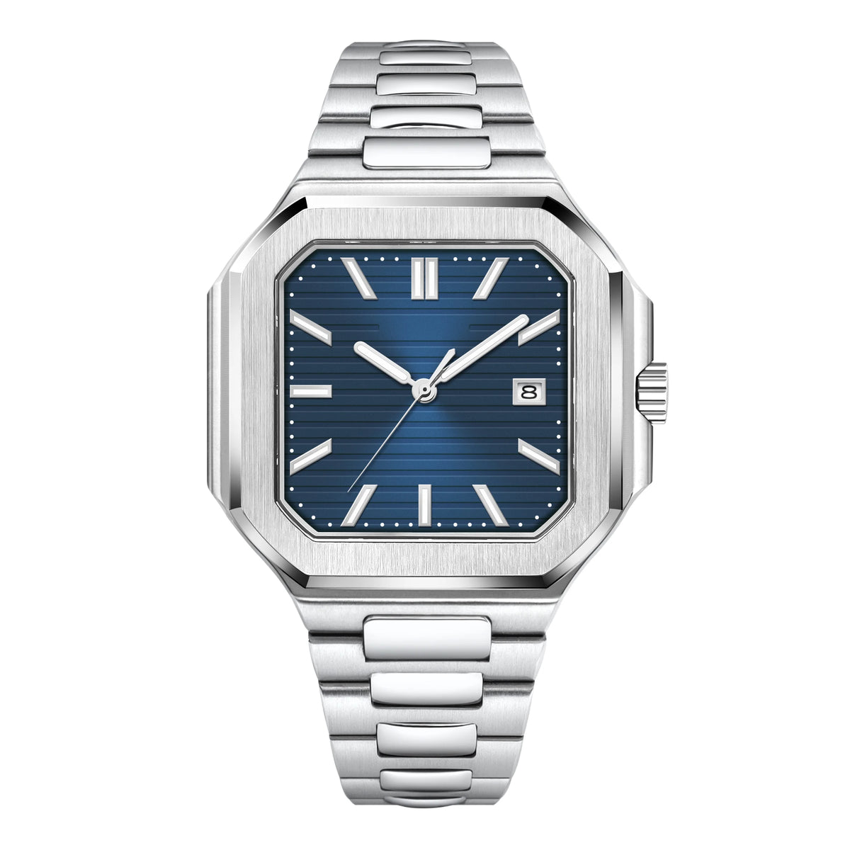 Customized Logo 44.5MM Mechanical Square Steel Case Aseptic Watch Automatic Movement NH35 Fashion Date Gift Men's Watch Corgeut