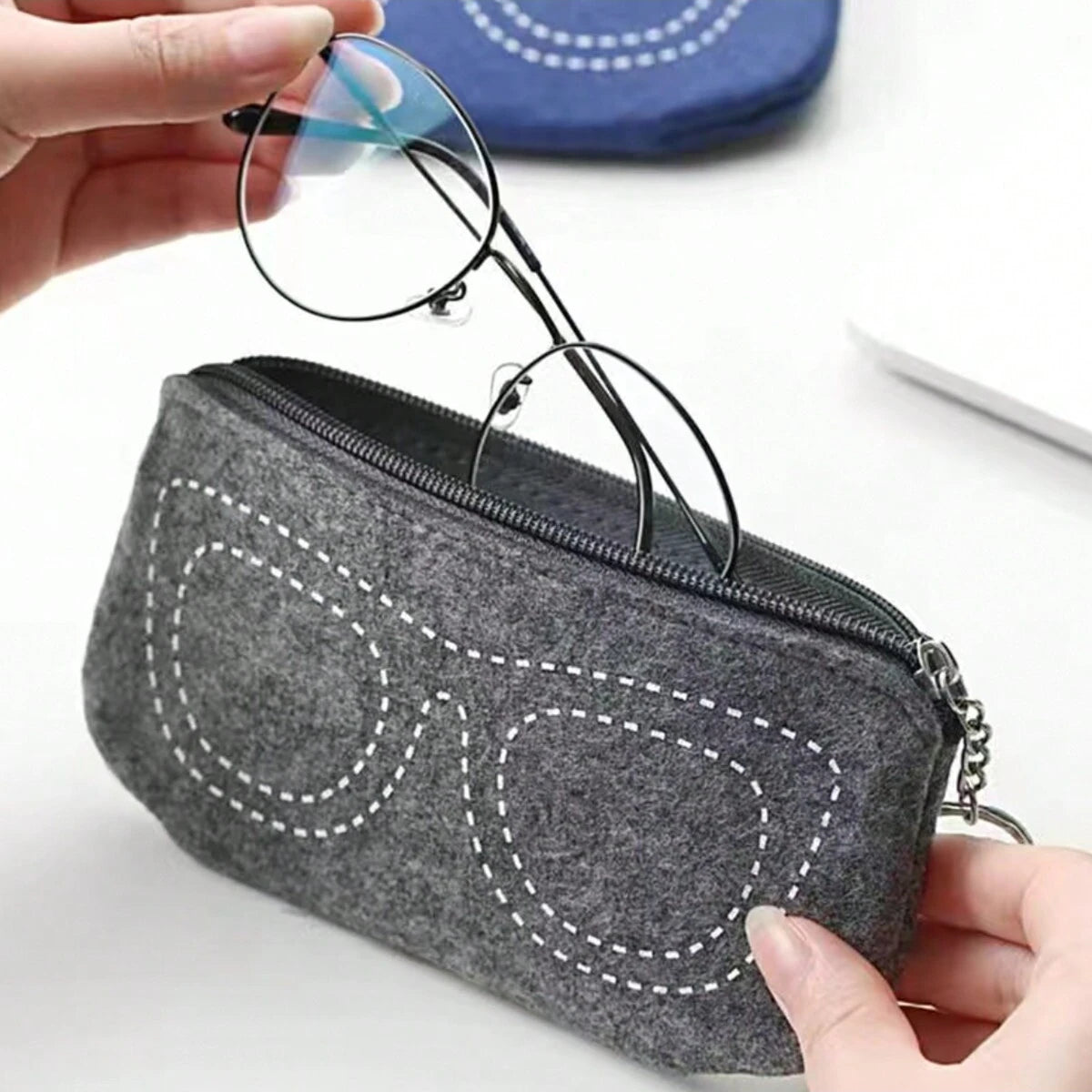 Felt Eyeglasses Bag Cute Glasses Storage Purse Portable Soft Felt Zipper Glasses Cover Travel Glasses Storage Pouch