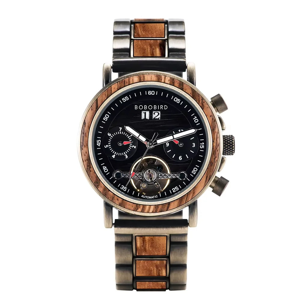 Mechanical Watch Men BOBO BIRD Wooden Automatic Wristwatch Man Fashion Business Auto Date Clock Waterproof Механические часы
