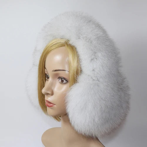 Real Fox Fur Earmuffs for Winter Women Warm Natural Raccoon Fur Earmuffs Girls Ear Warmer Genuine Fur Scarves Plush Ear Muff