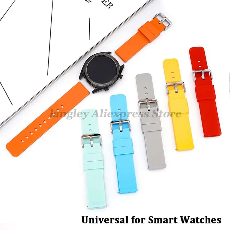 Silicone Watch Band 14/16/18/19/20/22/24mm Soft Quick Release Rubber Watch Straps for Samsung Galaxy for Garmin for Huawei Watch