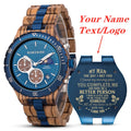 Engraved Wooden Watch Father's Day Custom Your Logo BOBOBIRD Quartz Wristwatch Men Boyfriend Birthday Groomsmen Anniversary Gift