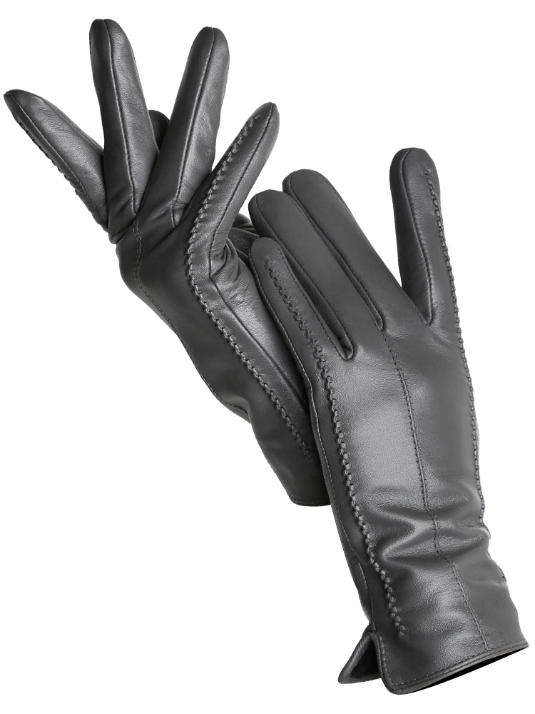 Women's Sheepskin Gloves Winter Warm Plus Velvet