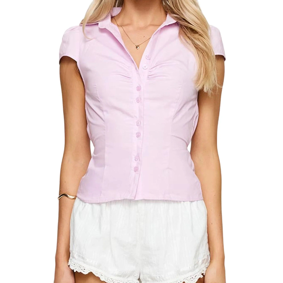 Chemise femme cintrée blanche en coton et polyester