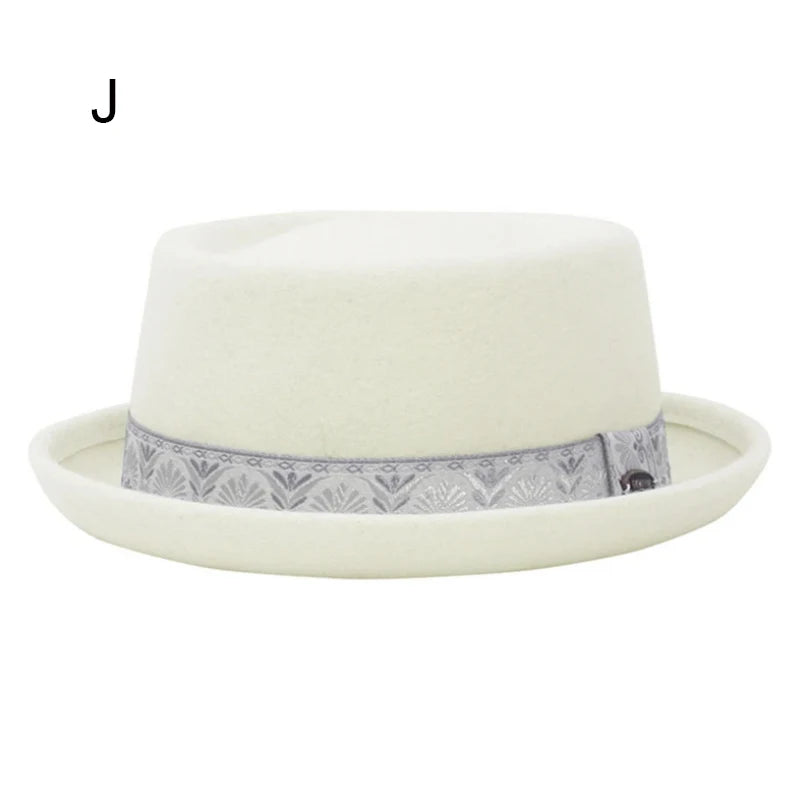 GEMVIE Classic 100% Wool Soft Felt Pork Pie Hat Fedora for Men Women Autumn Winter Wool Hat Curved Brim Men Dress Hats
