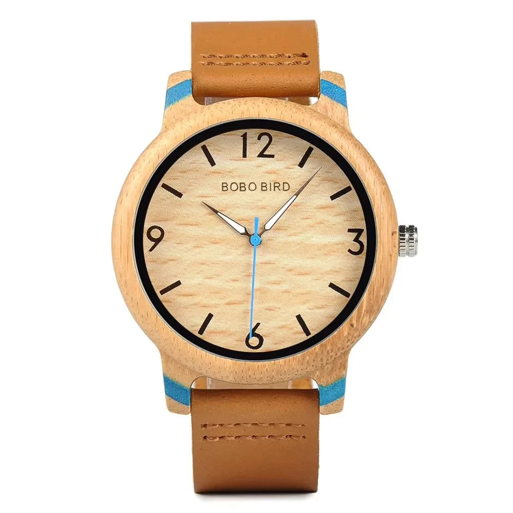 Couple Watch BOBO BIRD Wooden Simple Fashion Leather Wristwatch Men and Women Personality Timepiece Great Gift Reloj Luminous