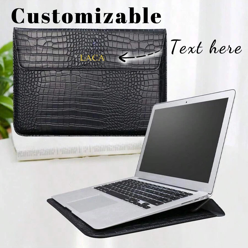 Anpassat laptopfodral för män i krokodilmönstrat PU-läder, 13,3/15,4 tum Pro-laptopställ, unisex