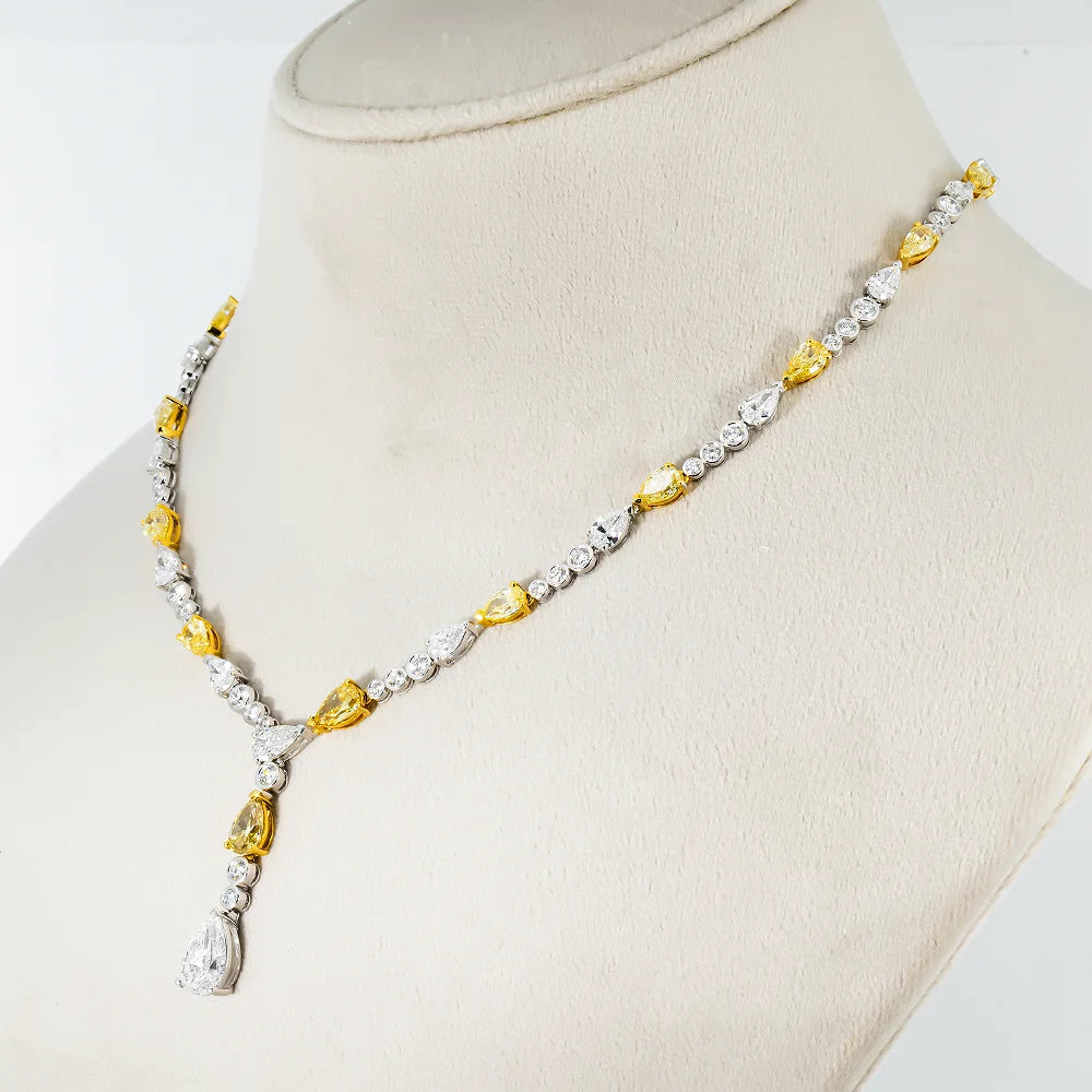 Collar colgante de lujo con diamante amarillo de laboratorio corte cojín, chapado en plata y oro blanco de 14 quilates, el más vendido, certificado por IGI para