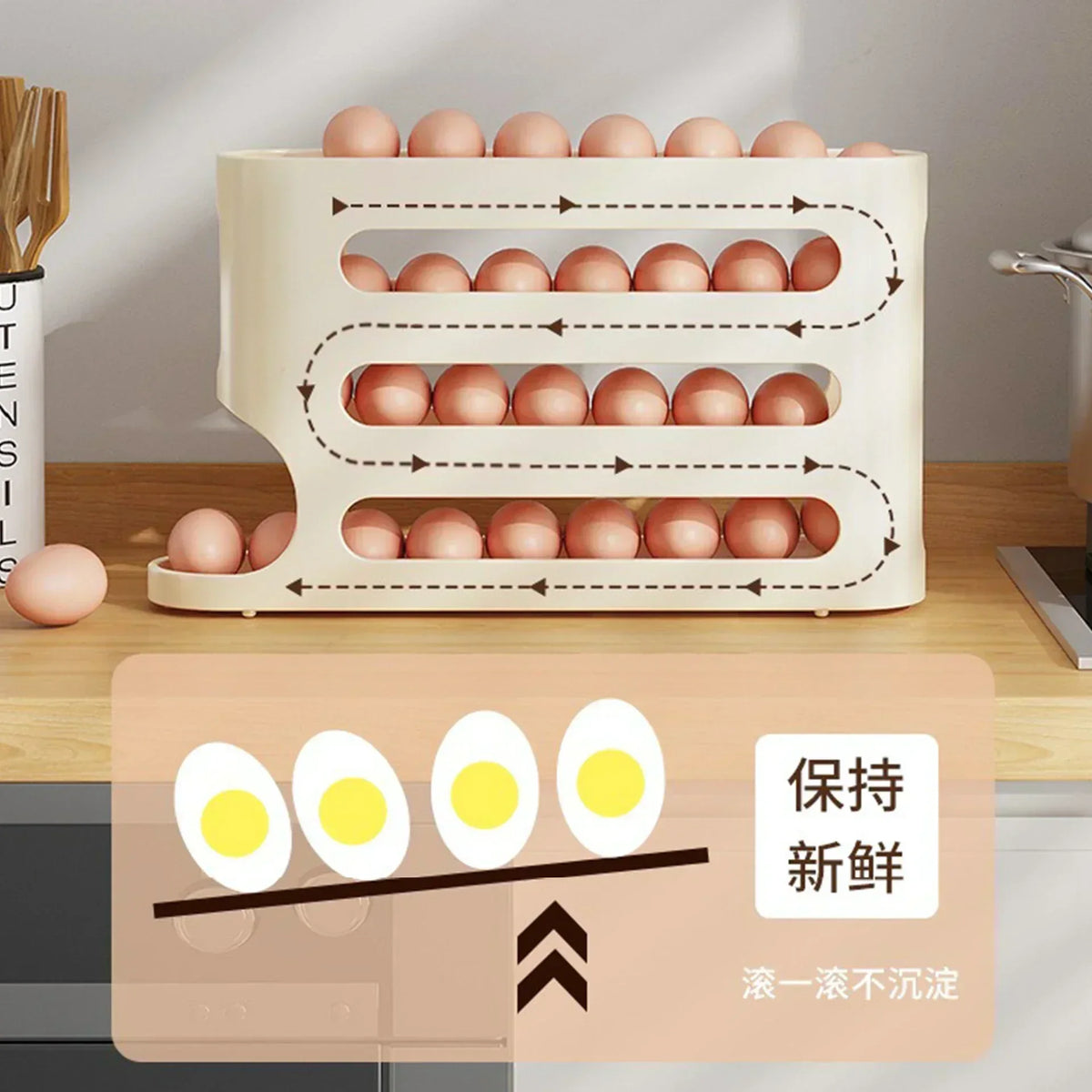 2-4-Layer Slide Egg Storage Box Ladder Style Egg Box Storage Refrigerator Side Door Large Capacity Automatic Egg Rolling Machine