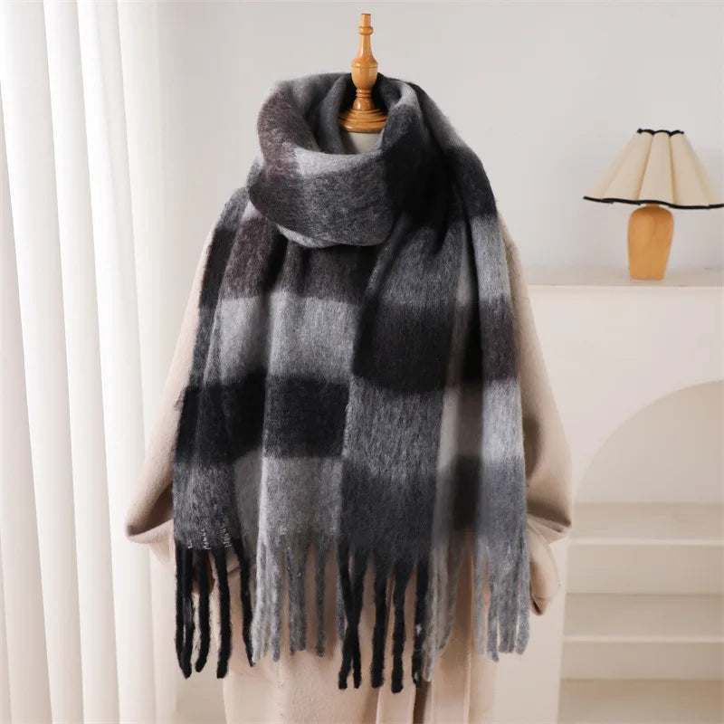 2026 Winter Thick Warm Scarf Women Cashmere Shawl and Wraps Pashmina Neckerchief Bufanda Female Rainbow Hairy Tessel Echarpe New