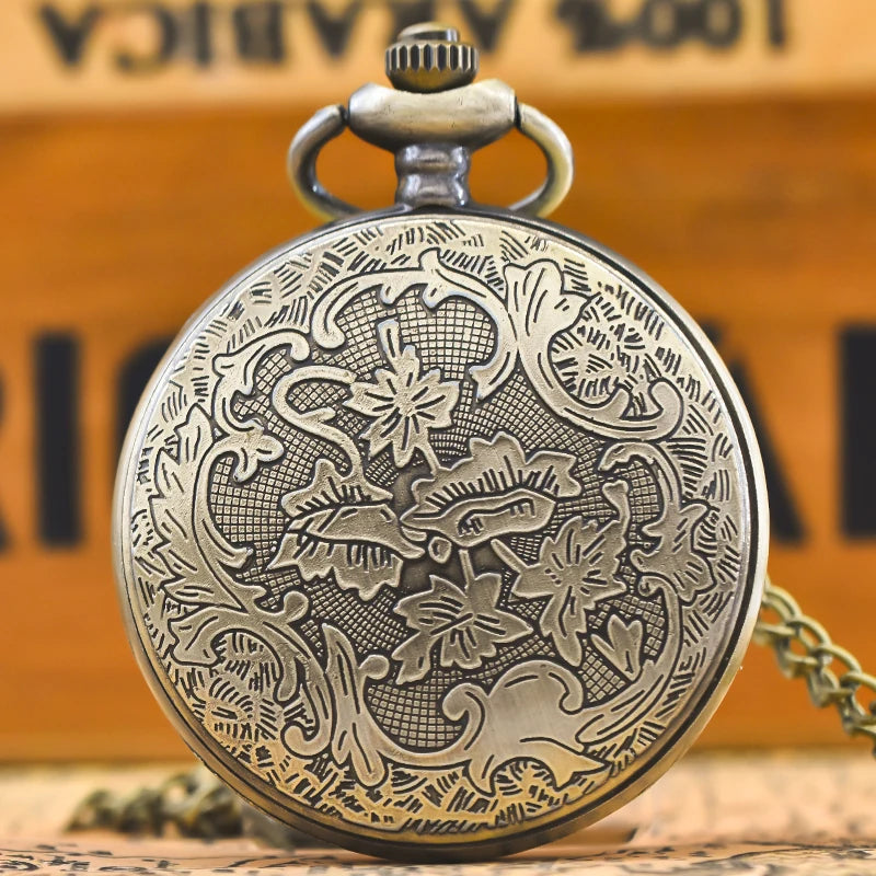 Zabytkowy mosiężny naszyjnik z ażurowym zegarkiem kieszonkowym w stylu steampunk, kwarcowy wisiorek z łańcuszkiem, prezent dla kobiet i mężczyzn