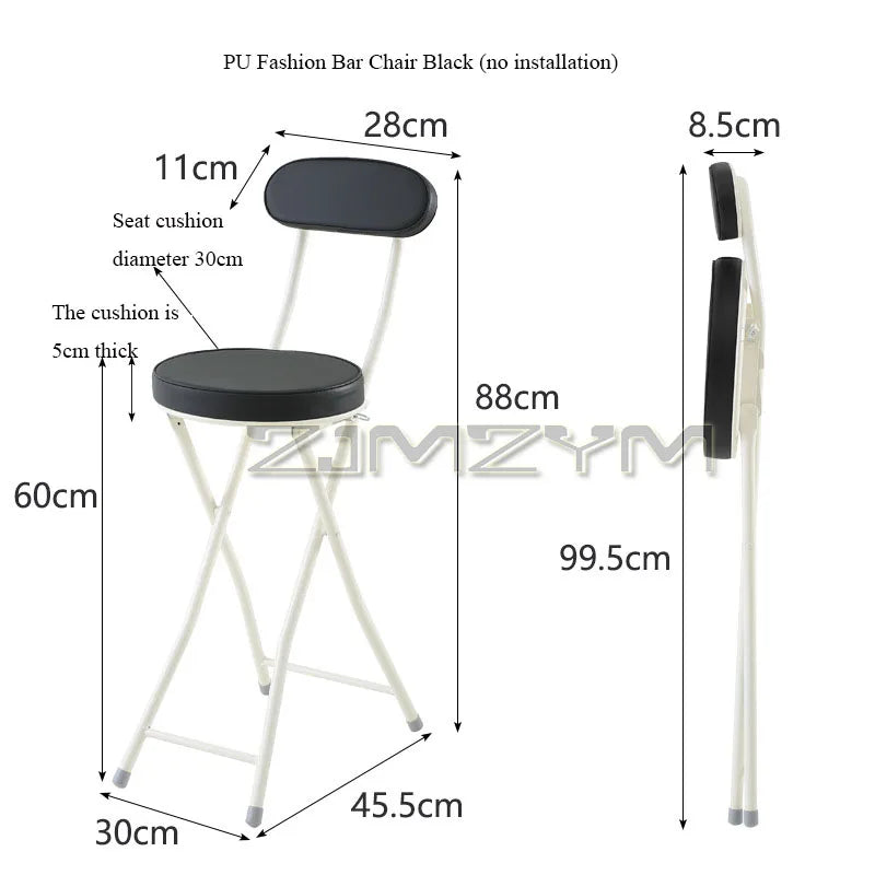 Foldable Chairs Modern Simple Bar Stool Portable Coffee Dining Chairs PU Backrest Fashion Furniture Narrow Space Storage Chairs