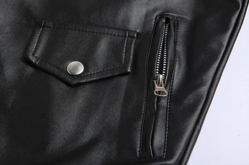 Chaqueta motera efecto piel