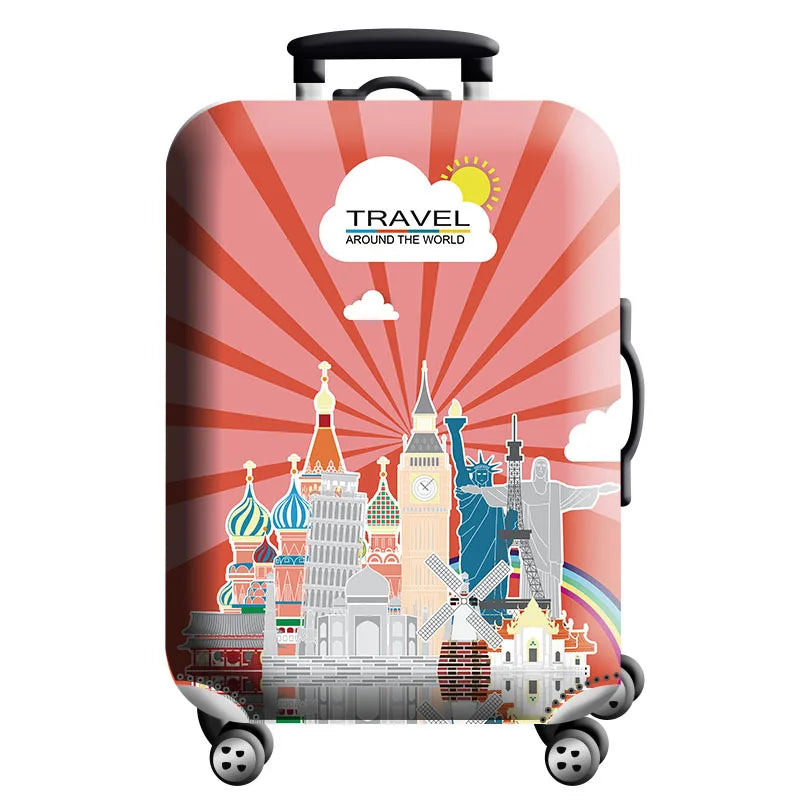 Thick Elastic World Map Luggage Protective Cover Zipper Suit for 18-32 Inch Bag Suitcase Covers Trolley Cover Travel Accessories