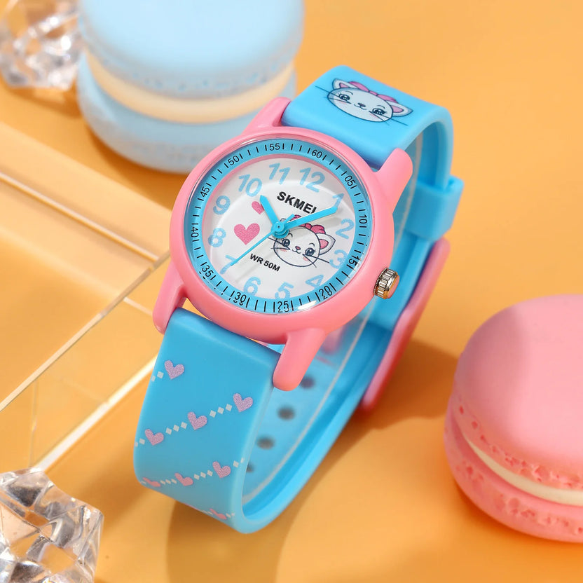 Relojes deportivos SKMEI para niños, resistentes al agua 50m, regalo para niñas y niños, reloj de animales lindo, fácil de leer, correa de TPU de cuarzo para niños