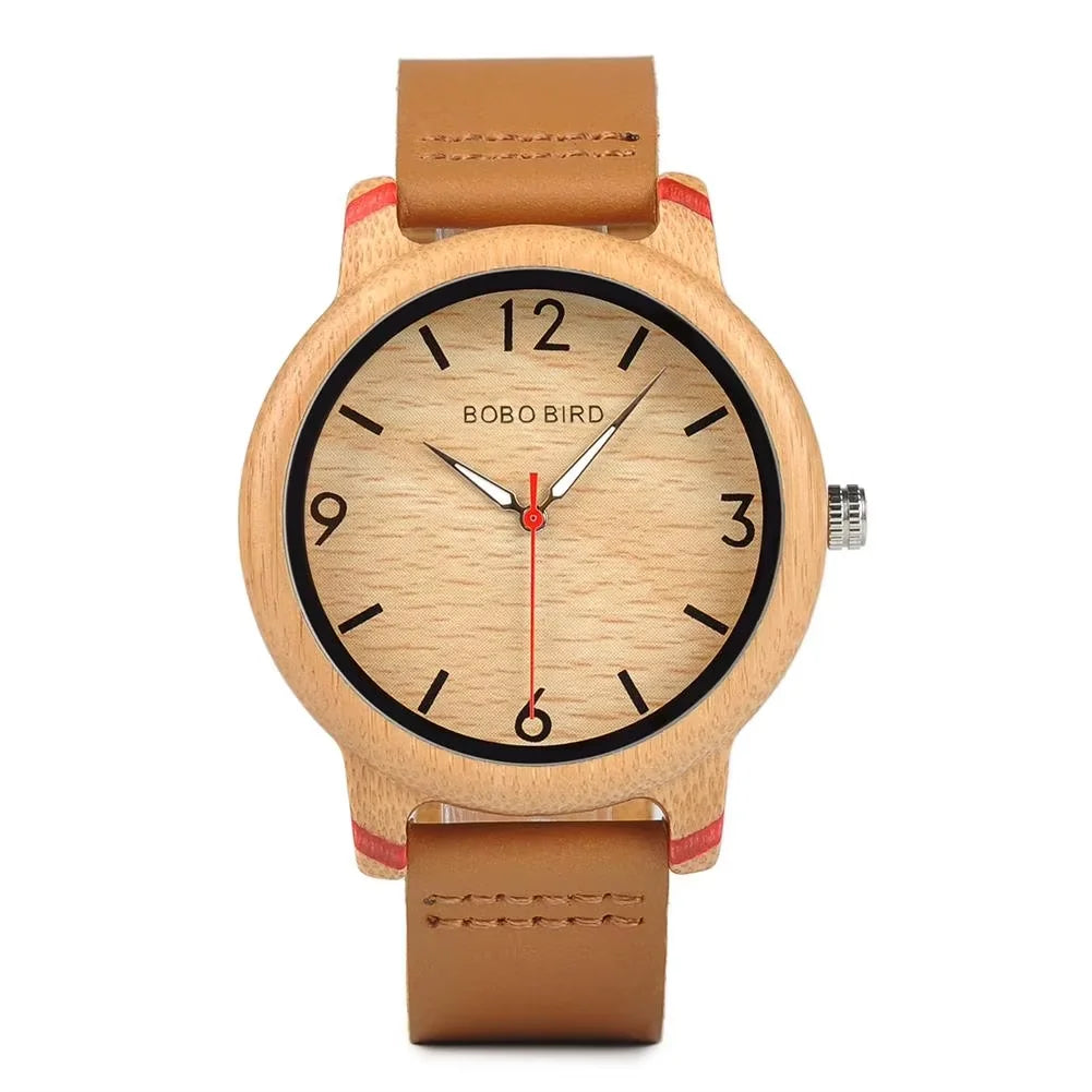 Couple Watch BOBO BIRD Wooden Simple Fashion Leather Wristwatch Men and Women Personality Timepiece Great Gift Reloj Luminous