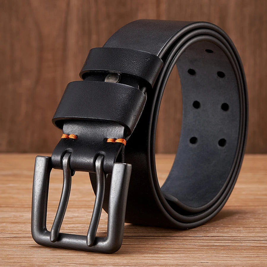 4.3cm Thick High Quality Cowskin Genuine Leather Belt for Men Luxury Designer Male Belt Double Pin Buckle Cowboy Jeans Strap