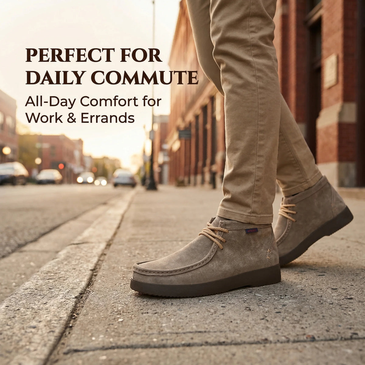 Genuine Leather Hand-Sewn Stitching Mens Boots Casual, Mocasines Para Hombre, Lace Up, Ankle Chukka Boots Slip on Lightweight