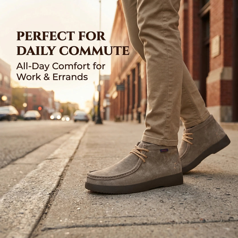 Genuine Leather Hand-Sewn Stitching Mens Boots Casual, Mocasines Para Hombre, Lace Up, Ankle Chukka Boots Slip on Lightweight