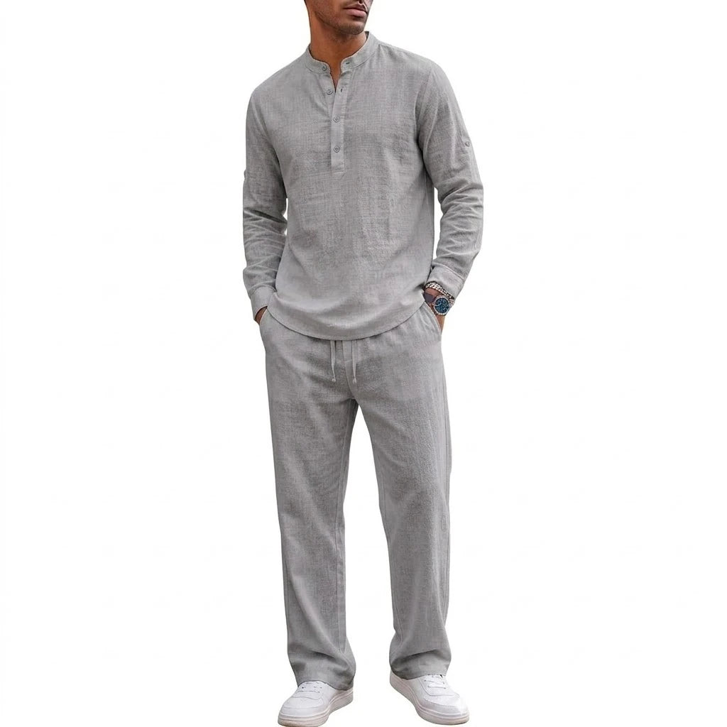 2 Piece Outfit Long Sleeve Lightweight Shirt Sets Spirng Solid Color