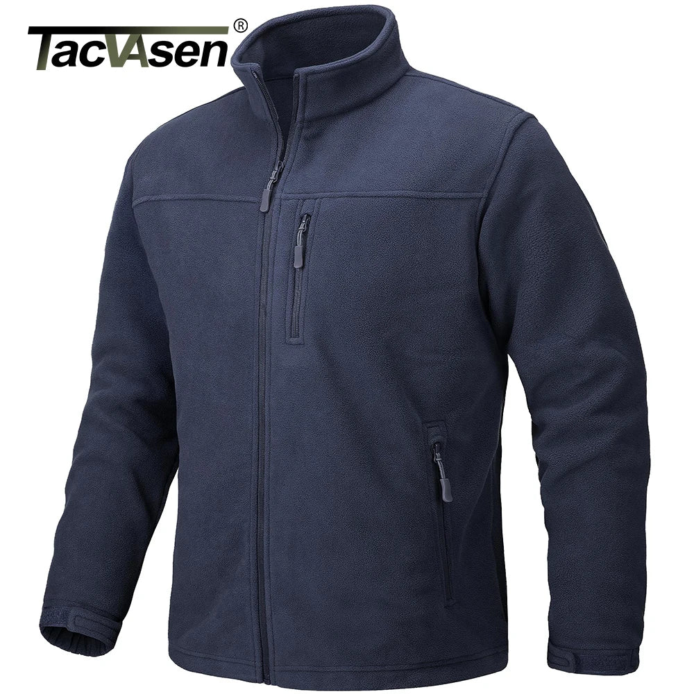 TACVASEN Men's Thermal Fleece Jacket Stand Collar Full Zip Windbreaker