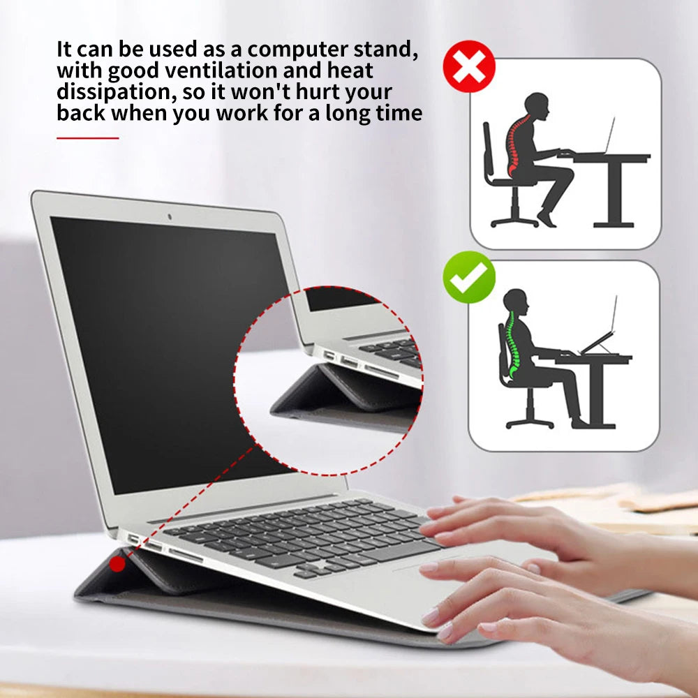 Customized Name PU Leather Men's and Women's Laptop Case Bag 13/15 English Computer Stand Computer Bag