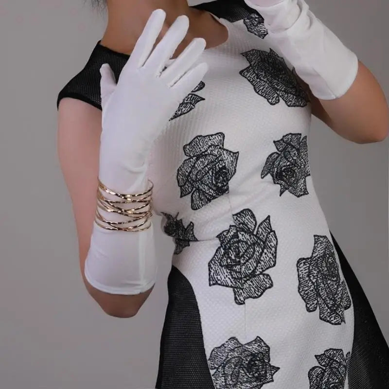 Velvet Gloves 70cm Extra Long Black Opera Female High Elastic Swan Velour Gold Velvet Touchscreen Women Evening Gloves WSR26