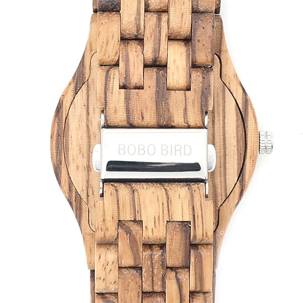 Clearance Men's Wooden Watch Custom Name Logo Men's Quartz Wrist Watch Zebra Wood Strap Personalize Fashion Man Watches Gift