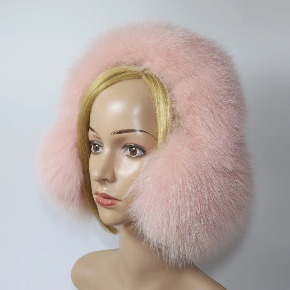 Real Fox Fur Earmuffs for Winter Women Warm Natural Raccoon Fur Earmuffs Girls Ear Warmer Genuine Fur Scarves Plush Ear Muff