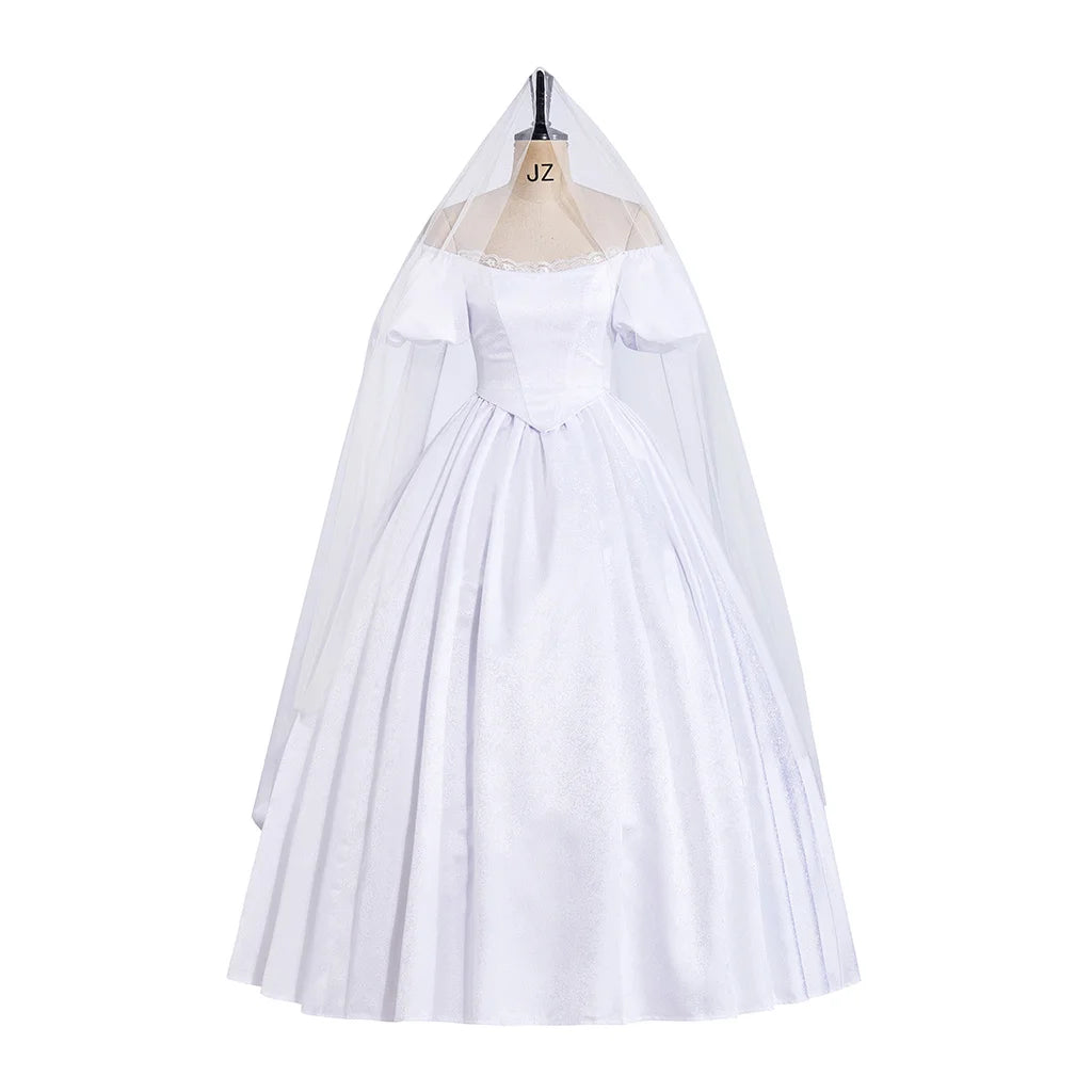Catherine Earnshaw Off Shoulder Wedding Dress with Long Veil Costume