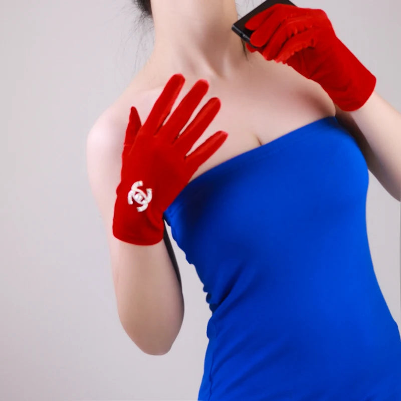 Velvet Gloves 70cm Extra Long Black Opera Female High Elastic Swan Velour Gold Velvet Touchscreen Women Evening Gloves WSR26