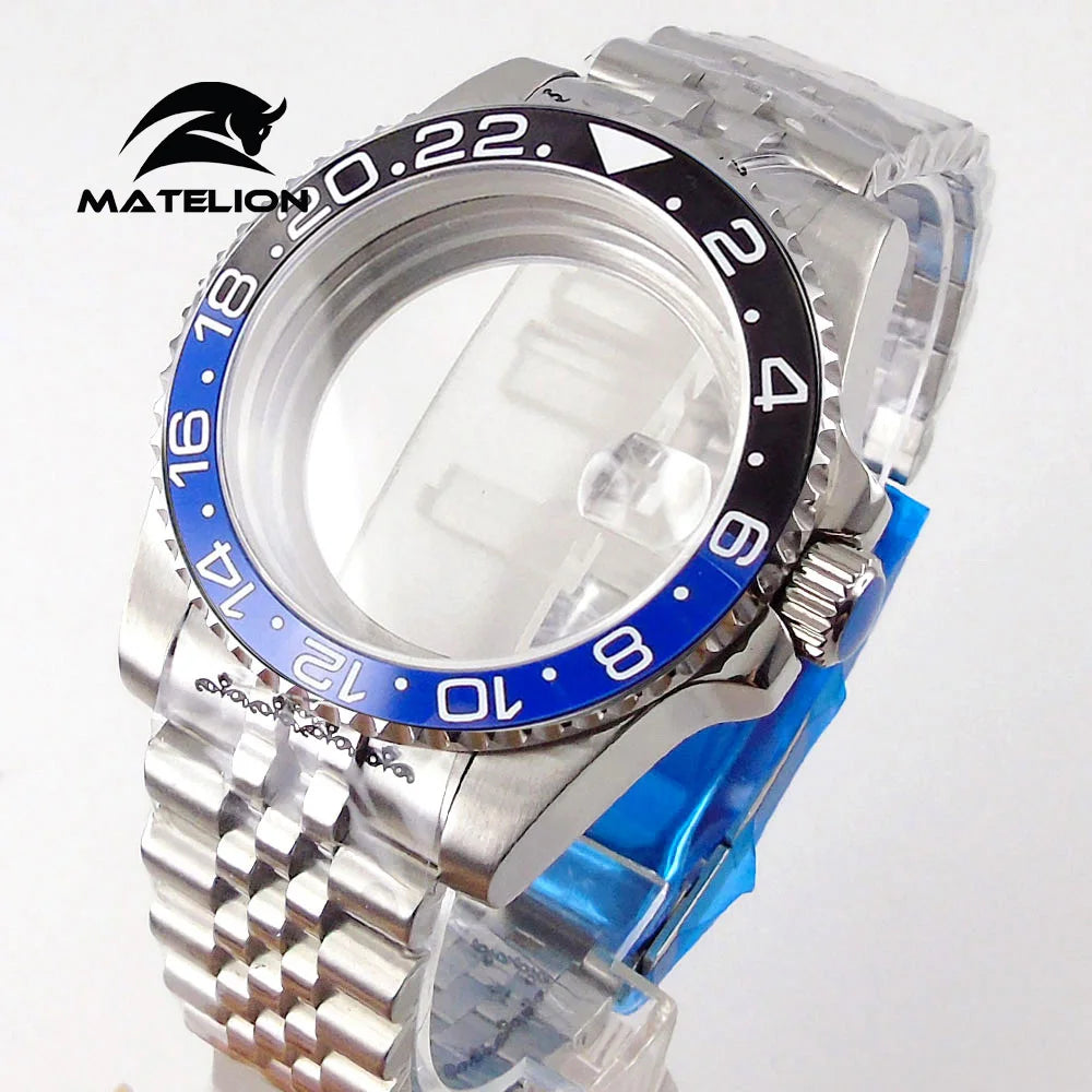 Koperta do zegarka Matelion 200M do nurkowania 40mm, pasuje do mechanizmów NH35 NH36 NH34 GMT ETA 2824 PT5000, bransoleta typu Jubilee, szkło szafirowe, zapięcie przesuwne