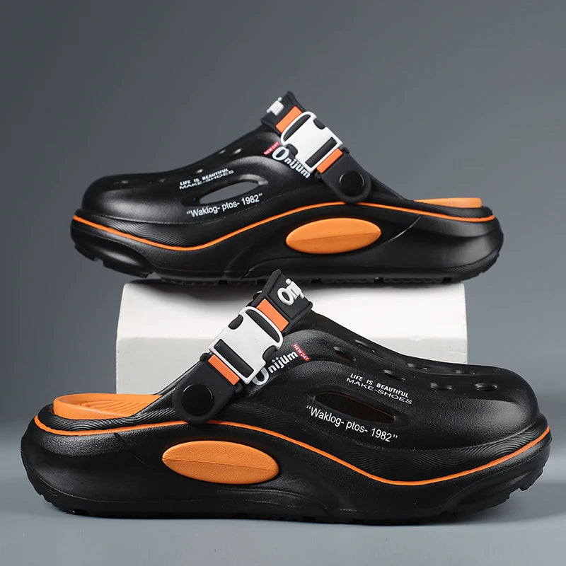 Nuevos zuecos clásicos de verano para hombre, pantuflas transpirables de jardín, zapatos de EVA para exteriores, sandalias de playa cómodas, chanclas antideslizantes para el hogar