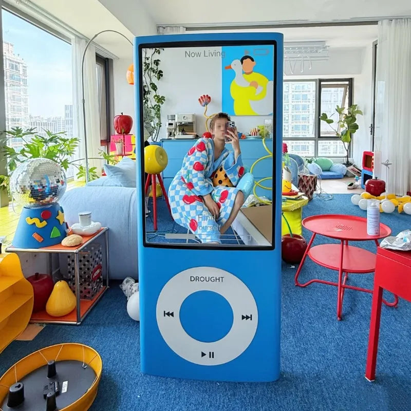 Retro Full-Length Mirror Full-Body Home Bedroom Floor-To-Ceiling Creative Personalized Full-Length Mirror Opening Shop