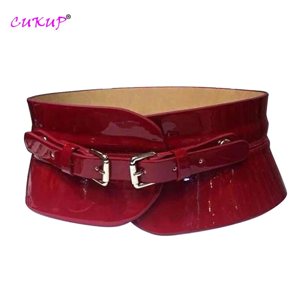 Damen Design Lässiger Retro-Mantel Dekorativer schwarzer Ledergürtel für Damen Modischer Taillengürtel FCO222