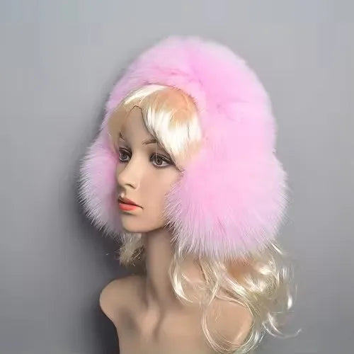 Winter-Ohrenschützer aus echtem natürlichem Fuchsfell, plüschig, warm, dekorativ, Damen, niedliche einfarbige Ohrenwärmer-Kopfhörer, Nackenwärmer-Schal