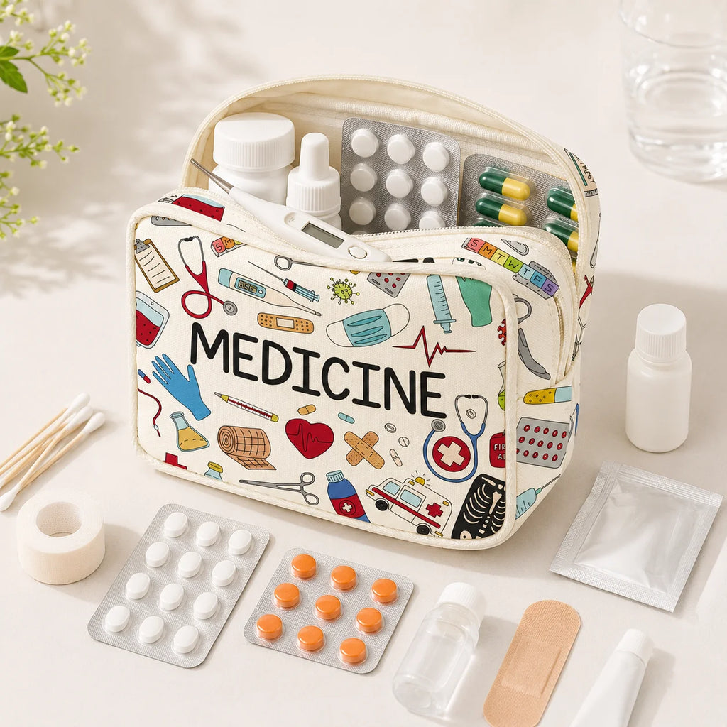 1PC Large Capacity Medicine Bag Travel Portable Medical Bag Home Medicine Storage Bag Set Portable Outdoor First Aid Kit