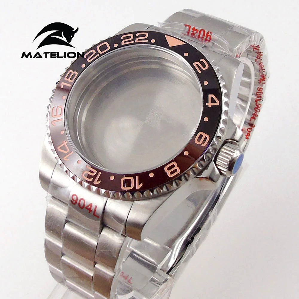 Koperta do zegarka Matelion 20ATM Dive 40mm SUB, pasuje do mechanizmów NH35, NH34 GMT, ETA 2824, PT5000, stalowa bransoleta, szafirowe szkło, 120 kliknięć, przesuwane zapięcie