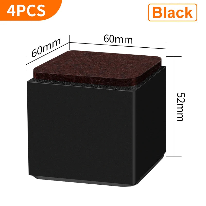 Bed Furniture Square Risers Solid Steel Bed Furniture Post Lifts Protect Floors Anti Scratch Wood and Carpet Surface Heavy Duty