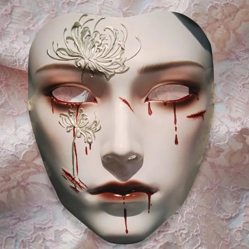 Chinese Style Full Face Hand Painted Manjusaka Cosplay Mask