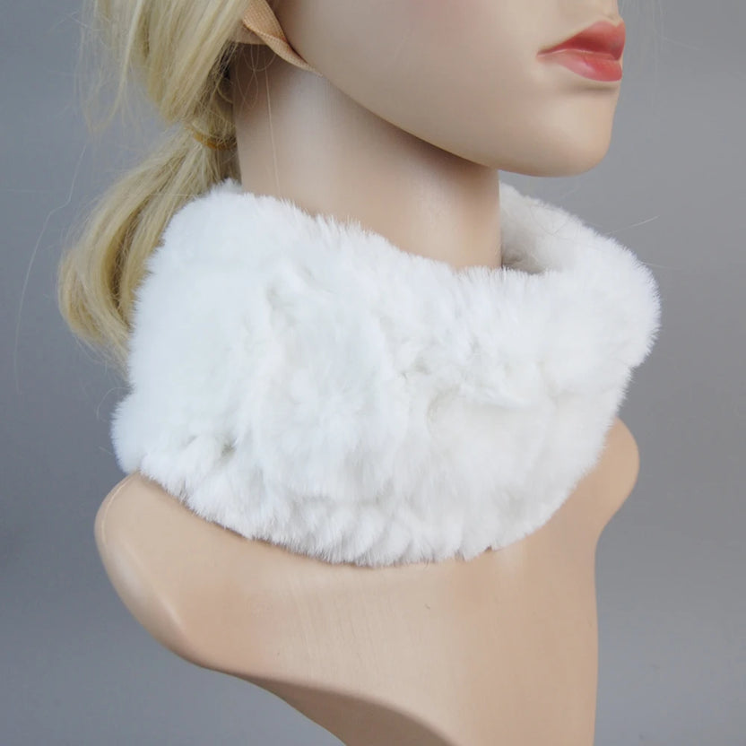 Damen Strick-Set aus echtem Rexkaninchenfell, Mütze und Schal, natürlicher warmer Rexkaninchenfell-Schal, Wintermütze für Damen, Set aus echtem Rexkaninchenfell