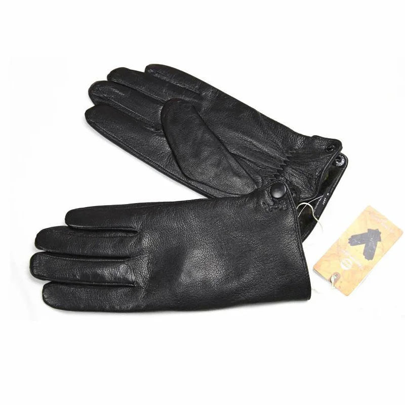 Men's Deer Skin Goat Skin Gloves Fashionable Driver's Autumn and Winter Thick Anti Cold and Warm Motorcycle Riding Gloves