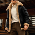 Winter Faux Leather Jackets Men Fleece Turn Down Collar Motorcycle Coat Solid Male Warm Thick Windproof Zipper Casual Outwear
