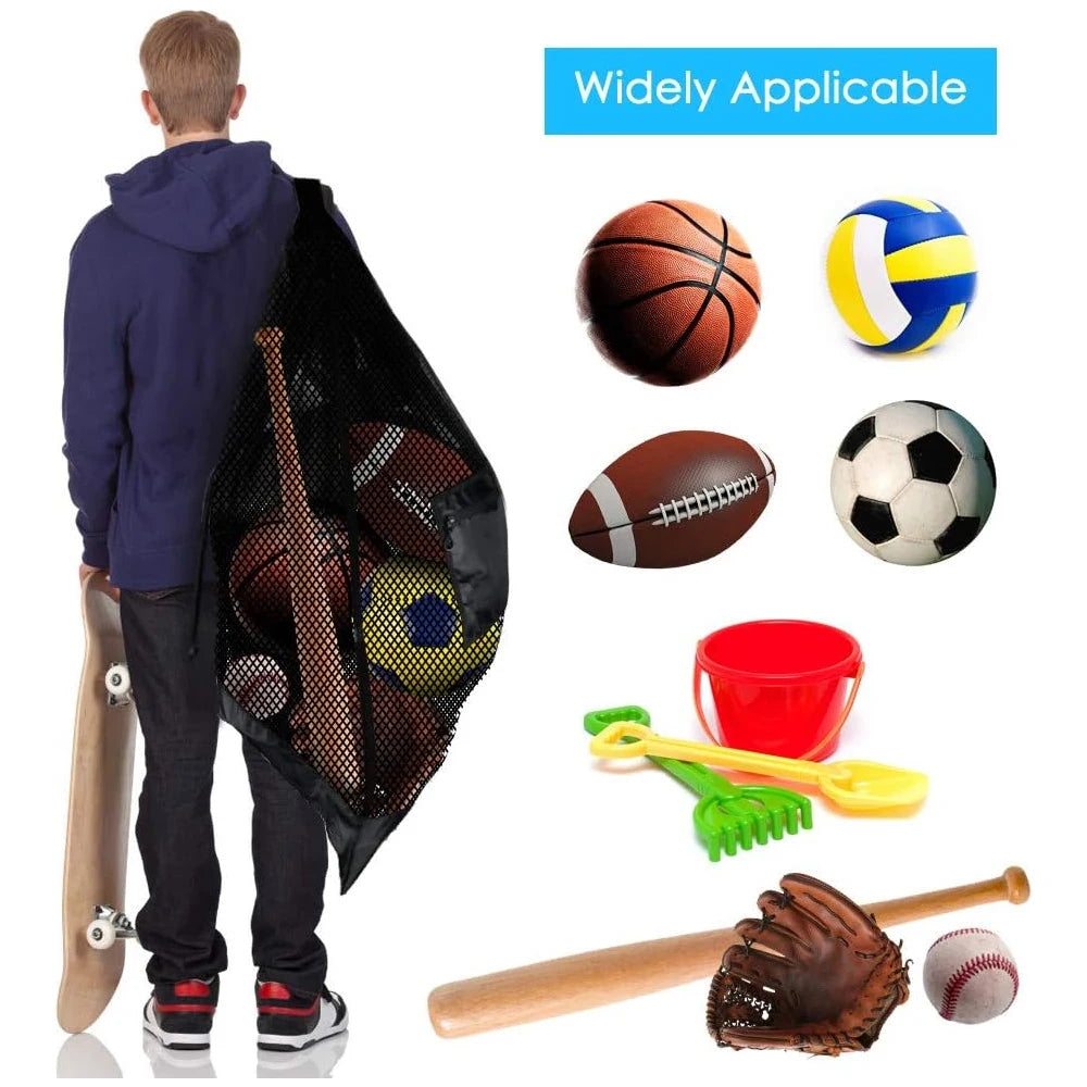 Extra Large Sports Ball Bag Mesh Soccer Ball Bag Heavy Duty Drawstring Bags Team Work Holding for Basketball,Volleyball,Baseball