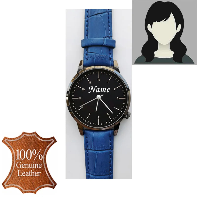 Grabado personalizado gratuito con su nombre, logotipo o texto. Reloj de pulsera para hombre y mujer, resistente al agua 3 ATM, reloj personalizado.