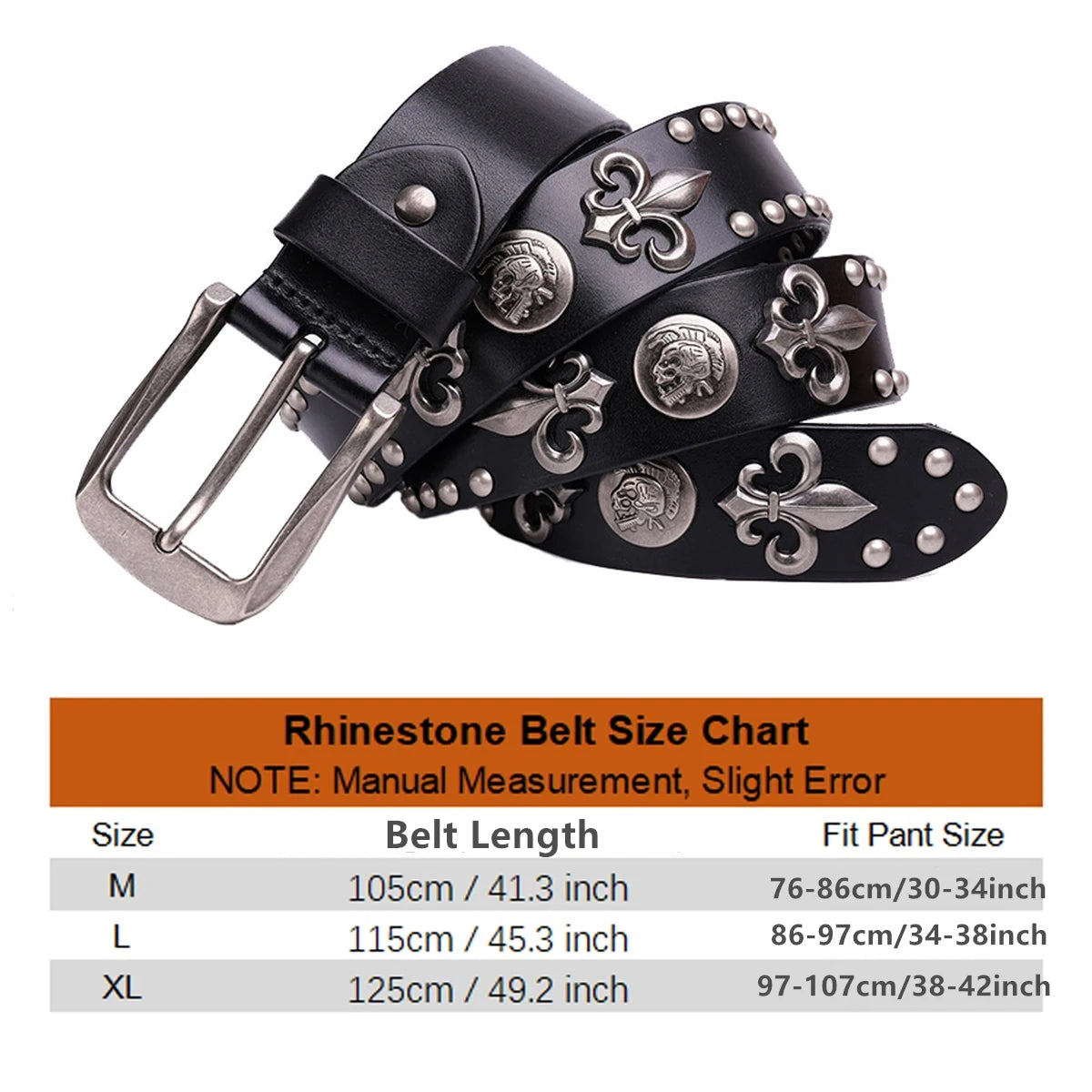 NUEVO Cinturón de cuero auténtico con remaches de metal pesado estilo punk para hombre, cinturón de vaquero con tachuelas, cinturón de cintura para hombre, cinturón para mujer