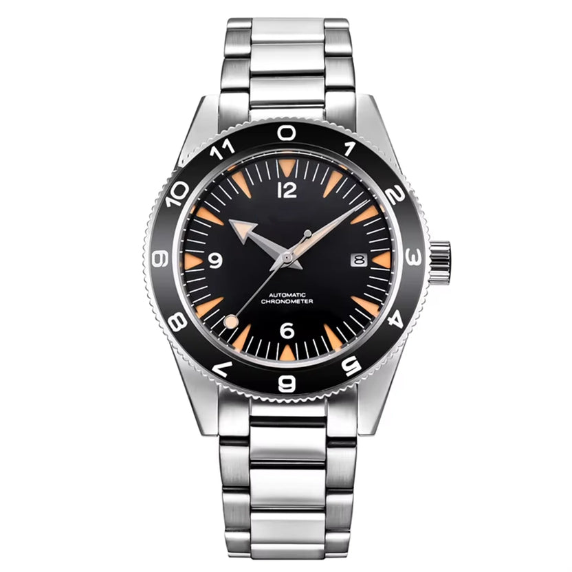 Męski zegarek 41 mm z własnym logo, luksusowy zegarek biznesowy z mechanizmem automatycznym NH35, szafirowe szkło, datownik, zegarek nurkowy
