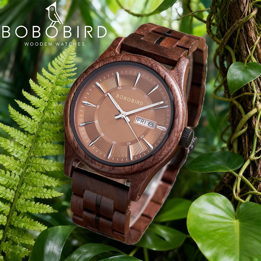 Męski zegarek kwarcowy BOBO BIRD z drewna orzechowego, sportowy chronograf, personalizowane LOGO, dropshipping